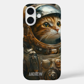 スチームパンク猫パーソナライズされた宇宙飛行士 iPhone 16ケース