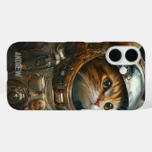 スチームパンク猫パーソナライズされた宇宙飛行士 Case-Mate iPhoneケース (裏面 (横))