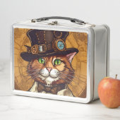 スチームパンク猫ヴィンテージ弁当箱 メタルランチボックス (インサイチュ)