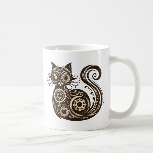 スチームパンク猫 コーヒーマグカップ (右)