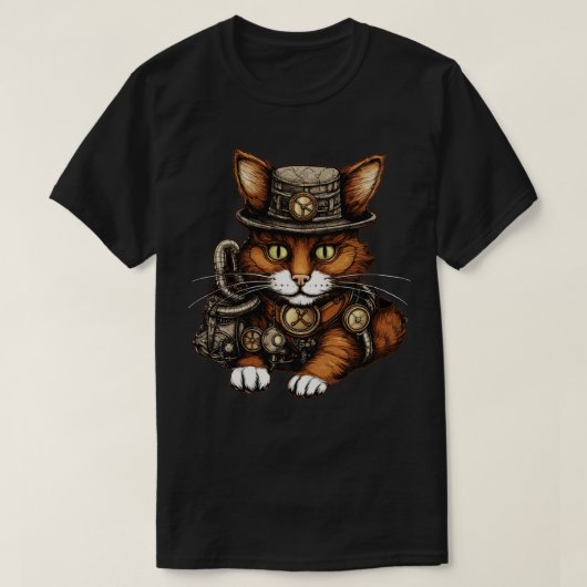 スチームパンク猫 Tシャツ (デザイン正面)
