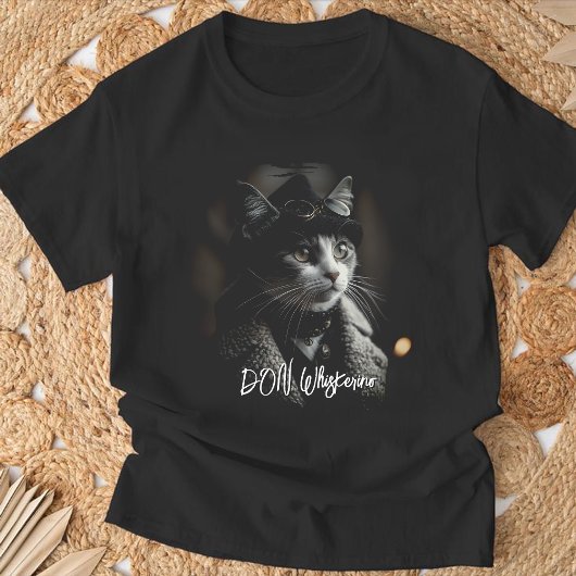 スチームパンク猫Tシャツ：「ドン・ウィスコードヴェ」ヴィクトリアン Tシャツ
