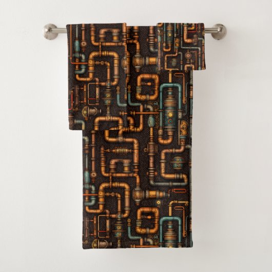 スチームパンク管パターン バスタオルセット (インサイチュ)