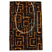 スチームパンク管パターン ミディアムペーパーバッグ (正面)