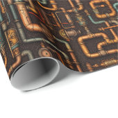 スチームパンク管パターン ラッピングペーパー (ロールコーナー)