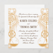 スチームパンク結婚式招待状 招待状 (正面/裏面)