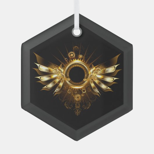 スチームパンク翼 ガラスオーナメント (正面)