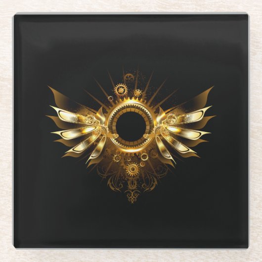 スチームパンク翼 ガラスコースター (正面)