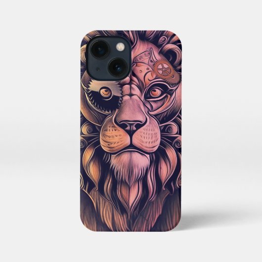 スチームパンク色グラデーショ素朴ン獅子 iPhoneケース (裏面)