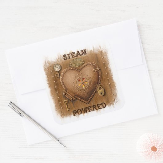 スチームパンク蒸気ハートシール スクエアシール (封筒)
