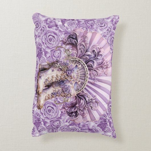 スチームパンク薄紫ファンとブーツランバーピロー アクセントクッション (裏面(縦))