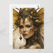 スチームパンク虫の女性 ポストカード (正面/裏面)