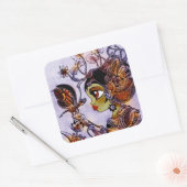 スチームパンク蝶レディーステッカー スクエアシール (封筒)