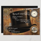 スチームパンク誕生日パーティー招待状 招待状 (正面/裏面)