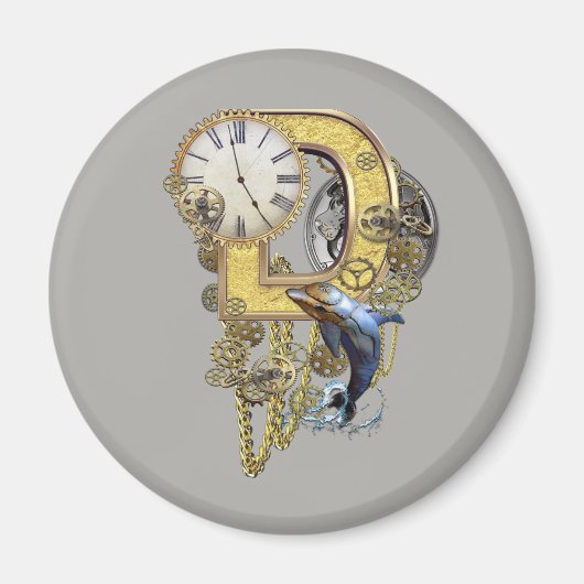 スチームパンク誕生日レターD マグネット (正面)