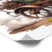 スチームパンク車に乗る若い幸せな子ども ポスター (角)