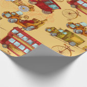 スチームパンク輸送パターン ラッピングペーパー (角)