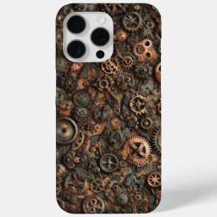 スチームパンク迷彩柄、工業デザイン、迷彩画 iPhone 15 PRO MAXケース