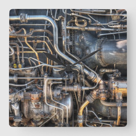 スチームパンク配管管 スクエア壁時計 (正面)