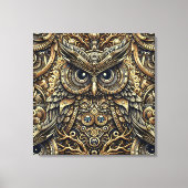 スチームパンク金属ギアとフクロウ キャンバスプリント (正面)