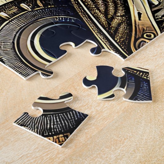 スチームパンク金属ギアとフクロウ ジグソーパズル (側面)