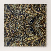 スチームパンク金属ギアとフクロウ ジグソーパズル (横)