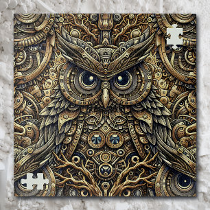 スチームパンク金属ギアとフクロウ ジグソーパズル