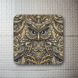 スチームパンク金属ギアとフクロウ スクエアシール