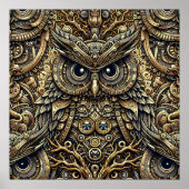 スチームパンク金属ギアとフクロウ ポスター (正面)