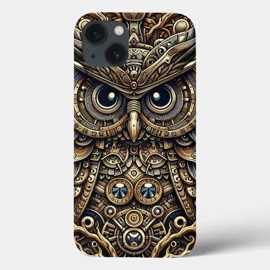 スチームパンク金属ギアとフクロウ Case-Mate iPhoneケース (裏面)