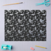 スチームパンク銀亜鉛ギアとカラス 薄葉紙 (クラフト)