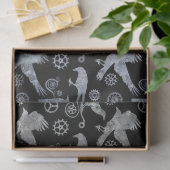 スチームパンク銀亜鉛ギアとカラス 薄葉紙 (ギフト)