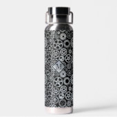 スチームパンク銀亜鉛ギアカスタムモノグラム ウォーターボトル (背面)