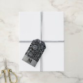 スチームパンク銀亜鉛ギアカスタムモノグラム ギフトタグ (より糸付き)