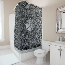 スチームパンク銀亜鉛ギアカスタムモノグラム シャワーカーテン