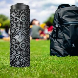 スチームパンク銀亜鉛ギアカスタムモノグラム タンブラー