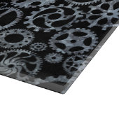 スチームパンク銀亜鉛ギアモノグラム カッティングボード (角)