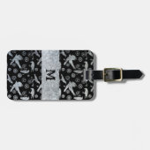 スチームパンク銀亜鉛鋼ギアとカラス ラゲッジタグ (正面横)