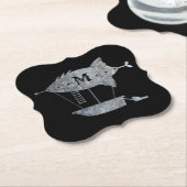 スチームパンク銀亜鉛飛行船カスタムモノグラム ペーパーコースター (アングル)