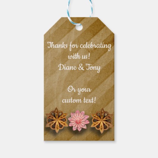 スチームパンク銅＆ピンク テンプレート カスタム ギフトタグまたはお favors ギフトタグ (正面)