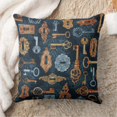スチームパンク鍵と鍵穴パターン装飾用クッション クッション (ブランケット)