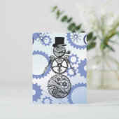 スチームパンク雪だるまギアホリデイデザイン シーズンポストカード (スタンド正面)