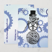 スチームパンク雪だるまギアホリデイデザイン シーズンポストカード (正面/裏面)