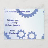 スチームパンク雪だるまギアホリデイデザイン シーズンポストカード (裏面)