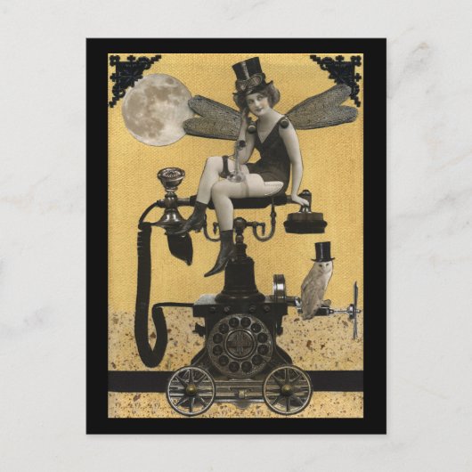 スチームパンク電話フェアリー葉書 ポストカード (正面)