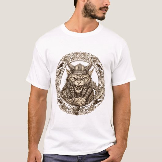 スチームパンク風のエレガントな猫 - ヴィクトリア朝の紳士猫 Tシャツ (正面)