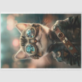 スチームパンク風の可愛い猫のデコパージュ G1 薄葉紙 (正面)