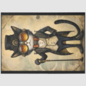 スチームパンク風の洗練された猫のデコパージュR1Fデザイン 薄葉紙 (正面)