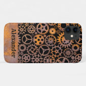 スチームパンク風サビだらけのギアとカスタムネーム Case-Mate iPhoneケース (裏面(横))
