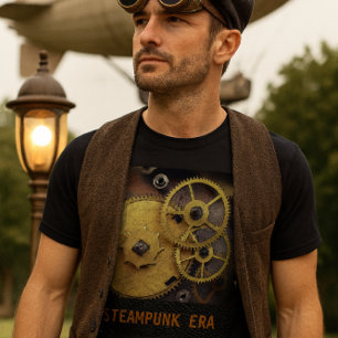 スチームパンク風時計ギアTシャツ メンズ Tシャツ